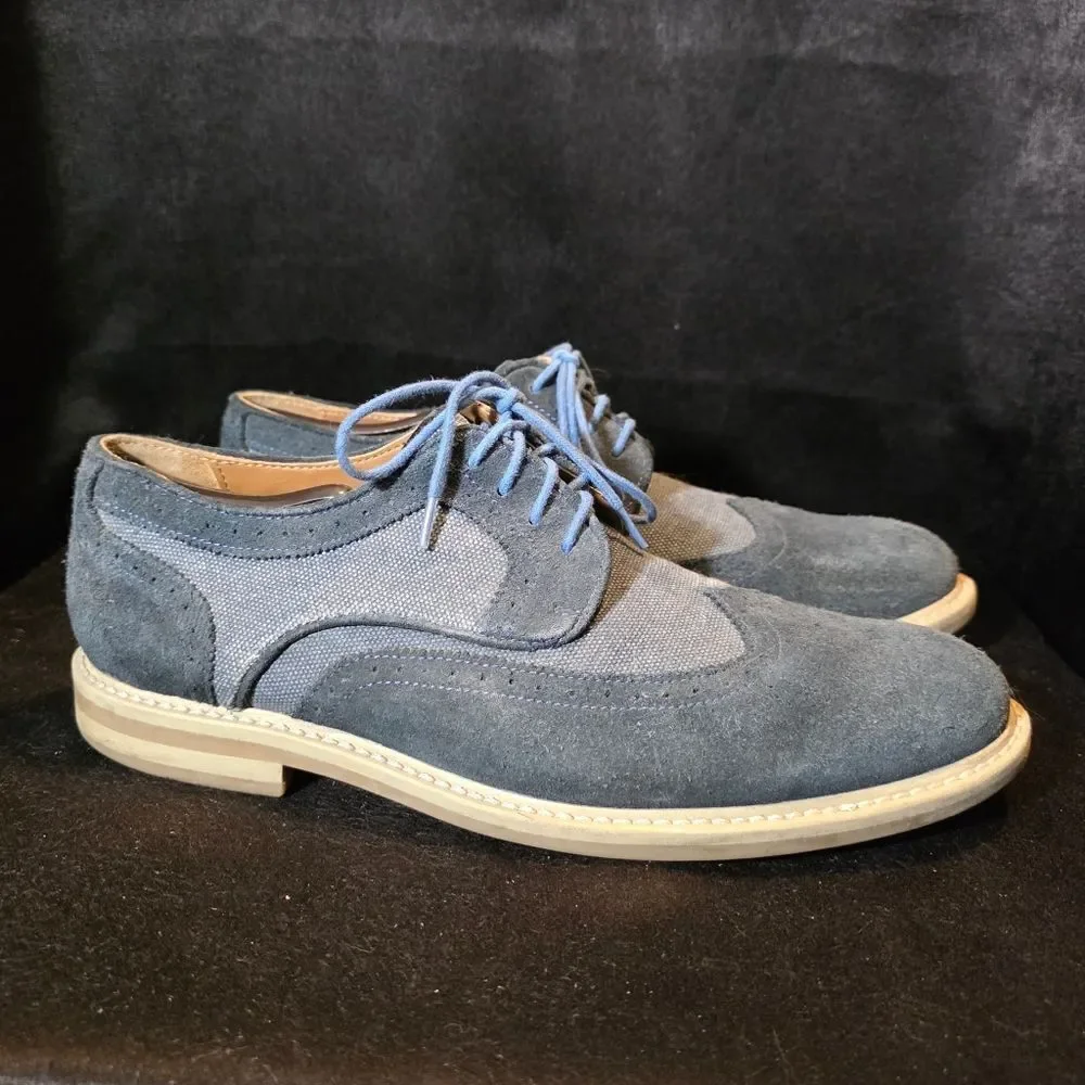 Men's Blue Suede Oxford Shoes